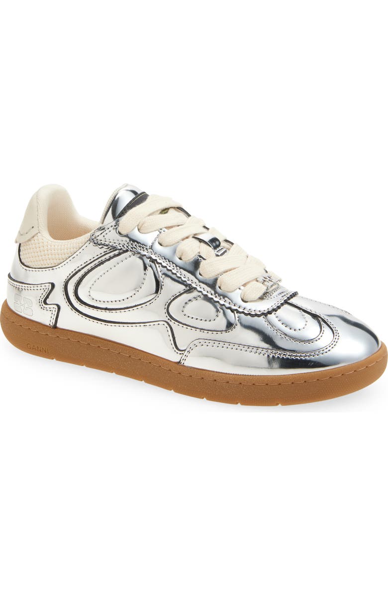 Ganni Specchio Low Top Sneaker, Main, color, Silver