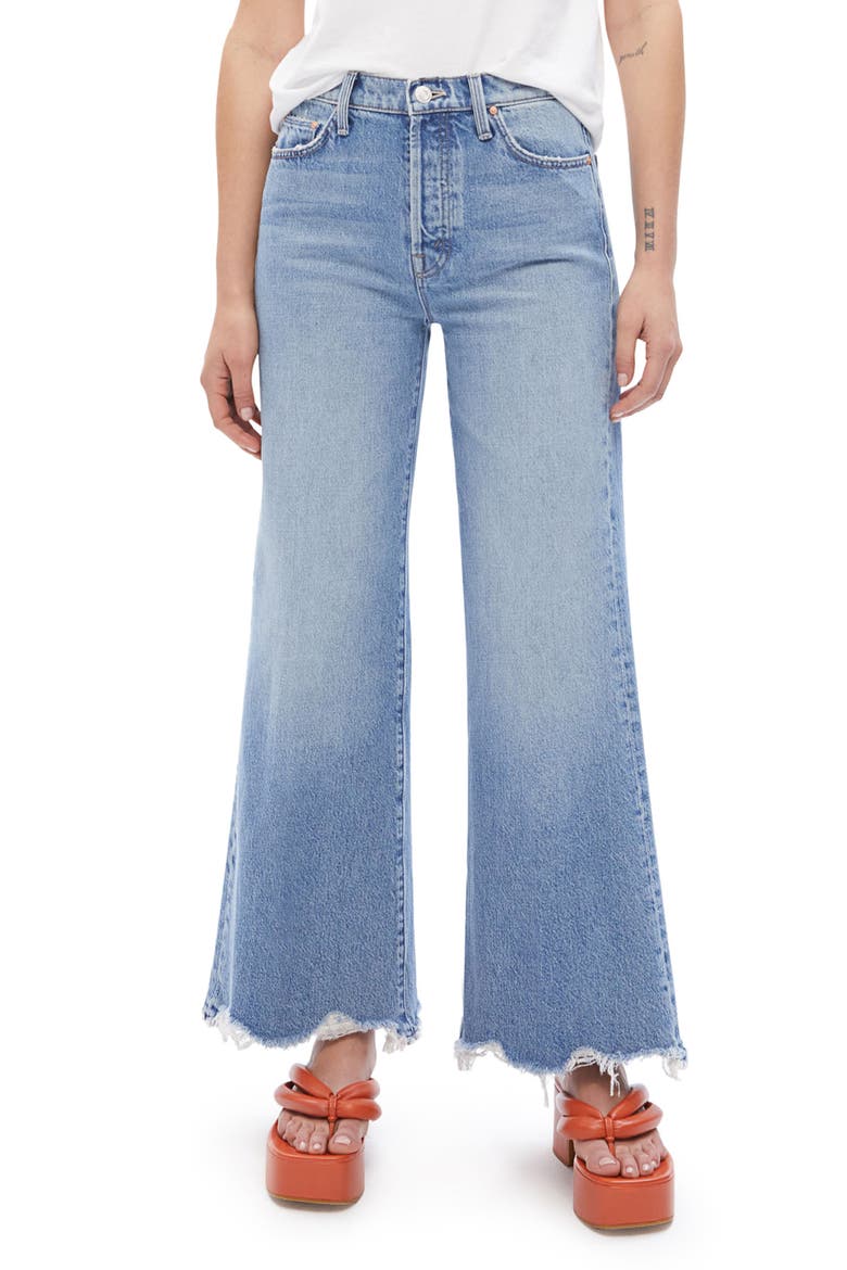 Tomcat Roller High Waist Chew Hem Wide Leg Jeans, Main, color, LOOK BEFORE YOU LEAP
