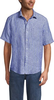 Lands' End Traditional Fit Short Sleeve Linen Shirt