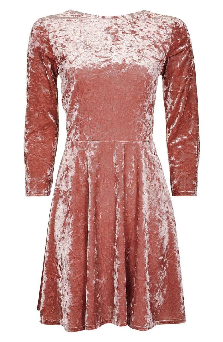 Topshop Crushed Velvet Dress, Alternate, color, 