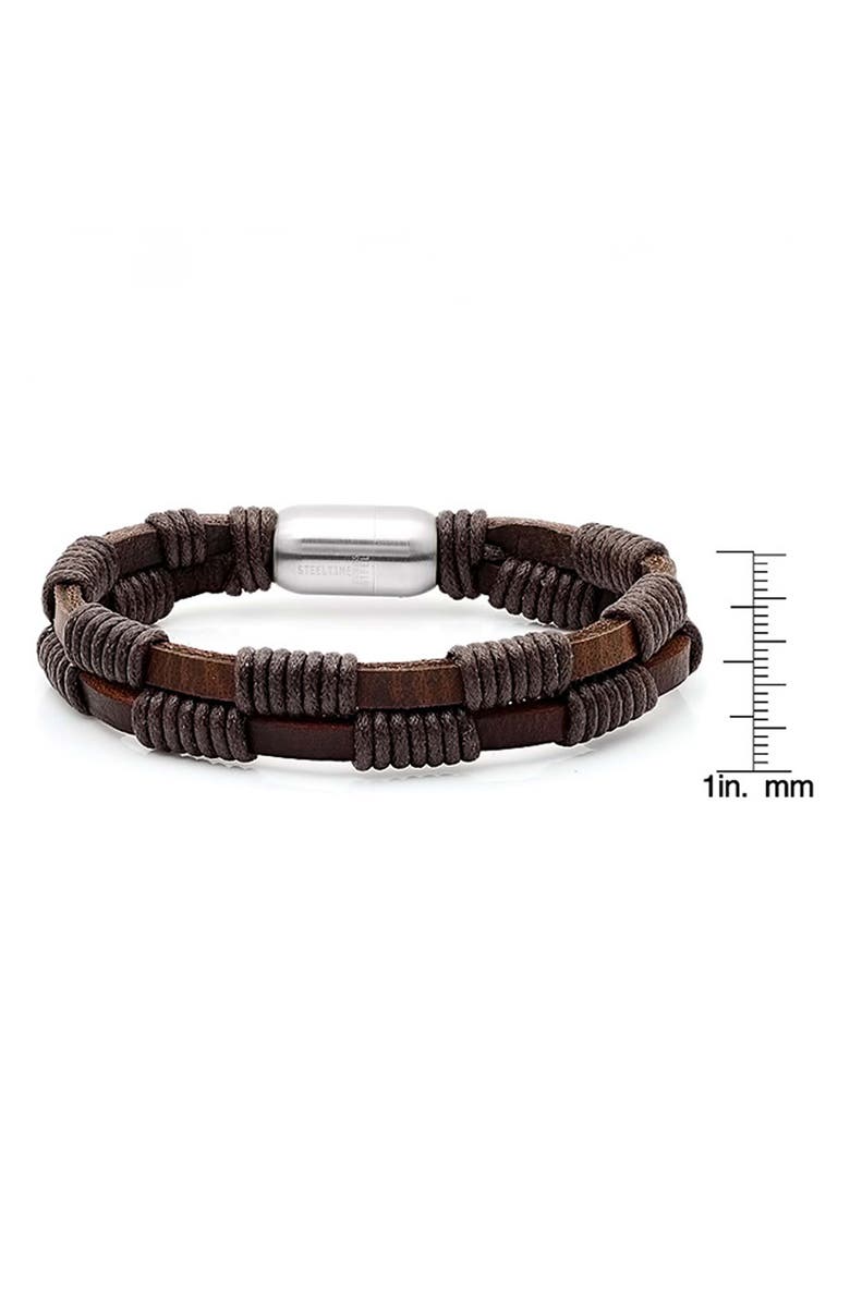 STEELTIME Men's Wrapped Leather Bracelet, Alternate, color, Brown