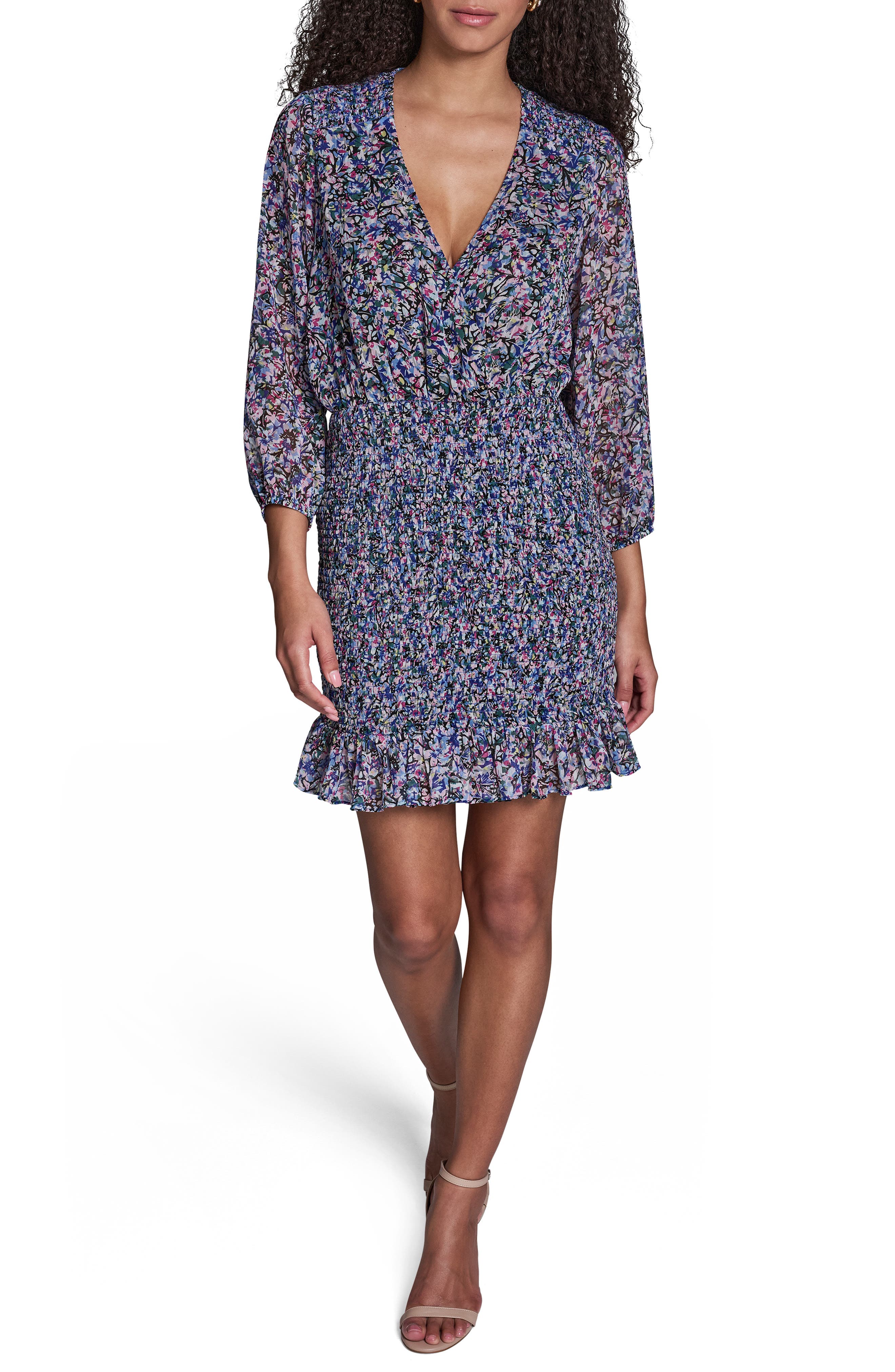 Floral Smocked Chiffon Minidress