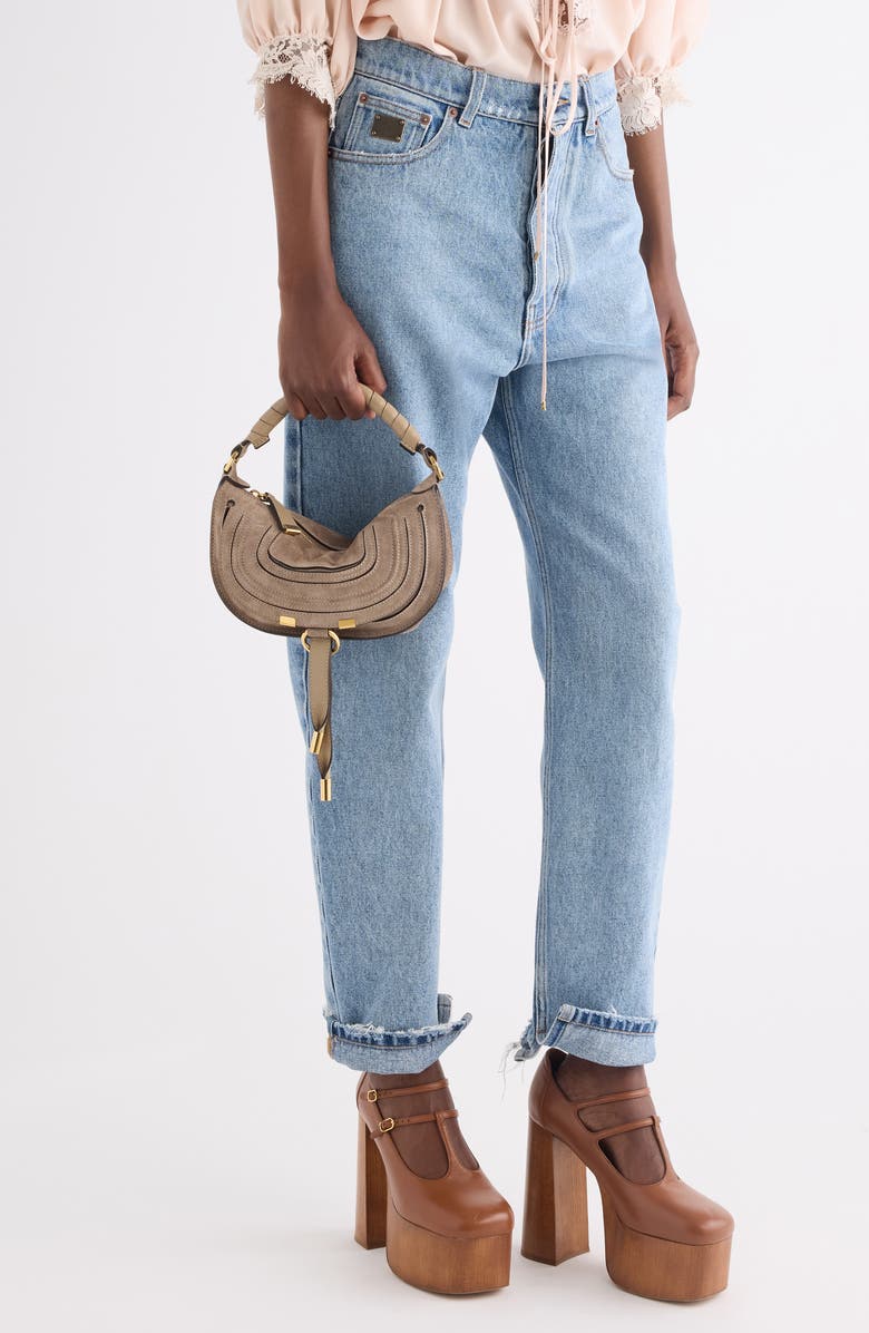 Chloé Mini Marcie Suede Camera Shoulder Bag, Alternate, color, Boyish Brown