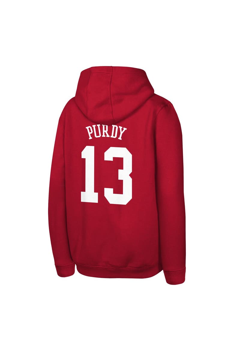 Youth Outerstuff Brock Purdy Scarlet San Francisco 49ers Mainliner Player Name & Number Hoodie, Alternate, color, Scarlet