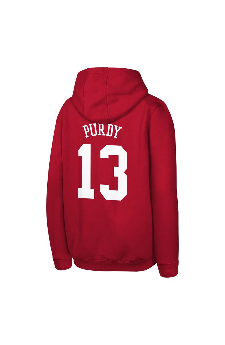 Outerstuff Youth Outerstuff Brock Purdy Scarlet San Francisco 49ers Mainliner Player Name & Number Hoodie, Alternate, color, Scarlet