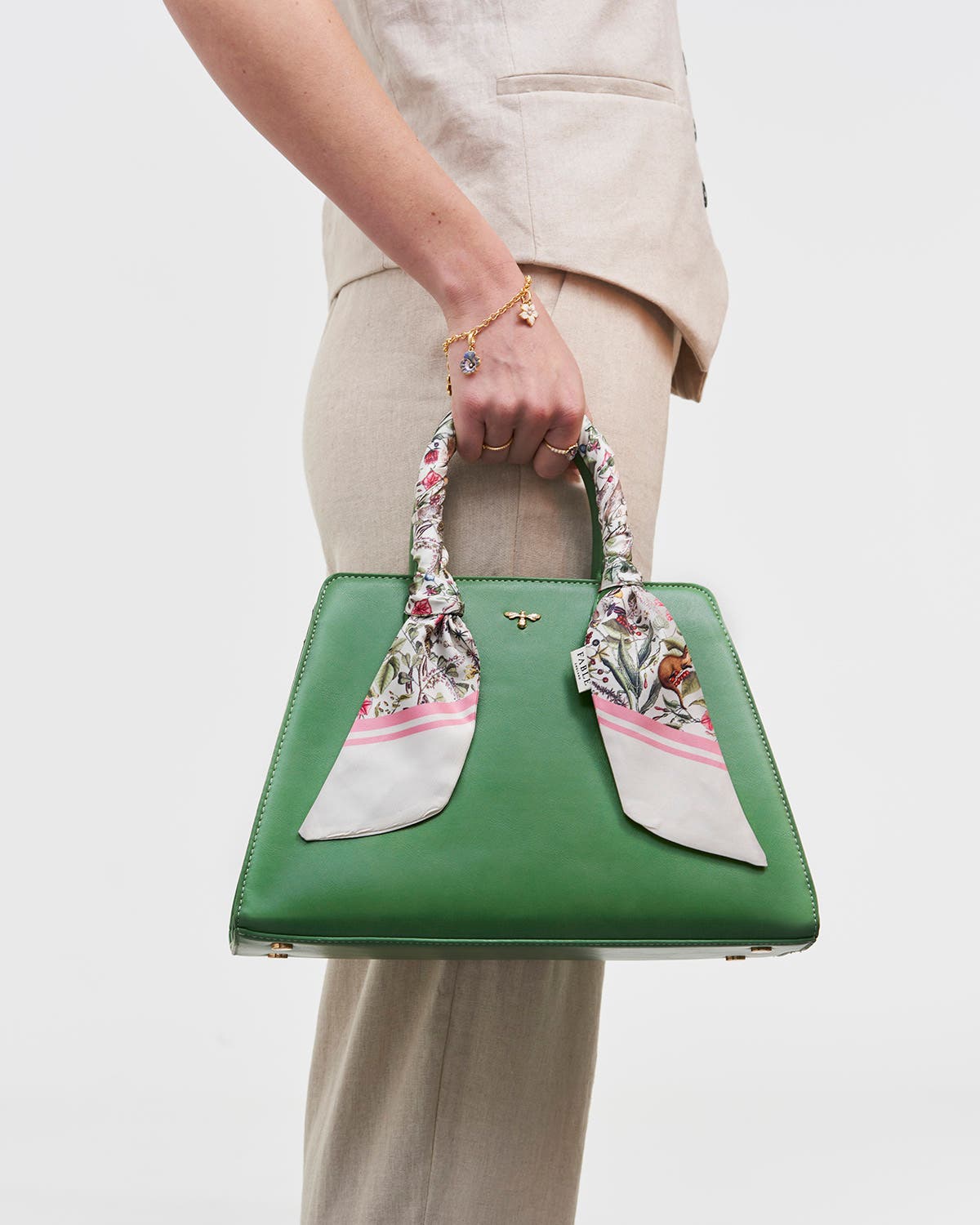 Fable England Garden Floral Structured Medium Tote Bag, Alternate, color, Light/Pastel Green