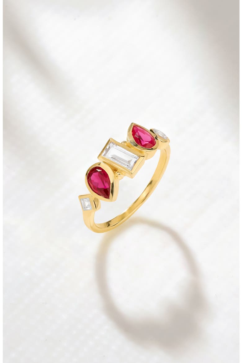 Lab Created Ruby & Gemstone Ring, Alternate, color, PINK