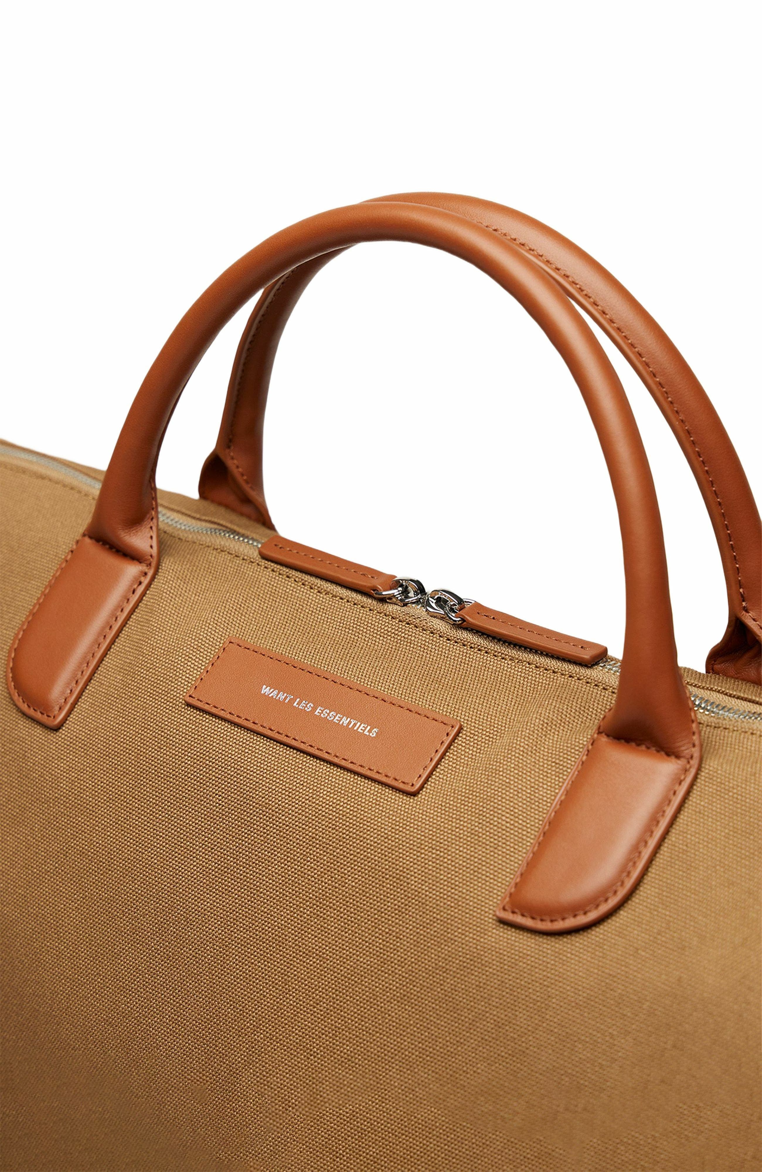 WANT Les Essentiels Hartsfield Organic Cotton Canvas Weekender Bag, Alternate, color, Dark Camel