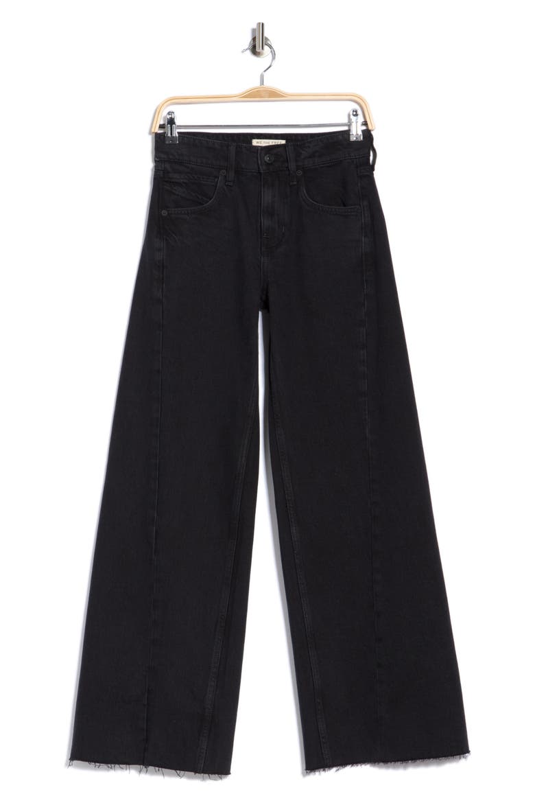 Alter Ego Raw Hem Twisted Wide Leg Jeans, Main, color, BLACK