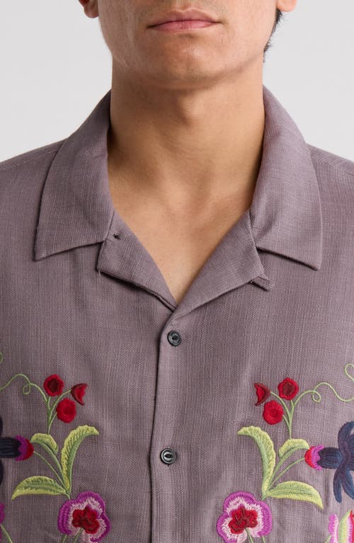 Pacsun Weave Floral Embroidered Camp Shirt