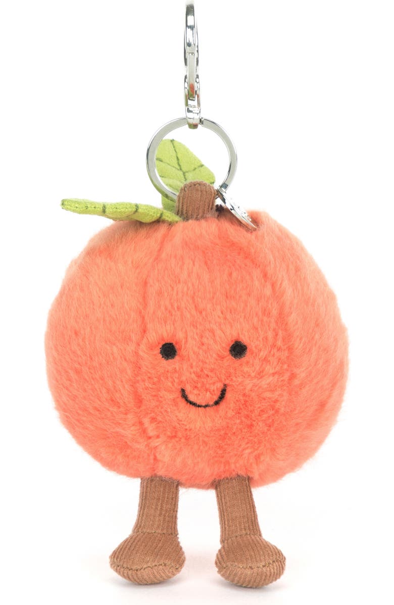 Jellycat Amuseables Peach Plushie Bag Charm, Main, color, Orange