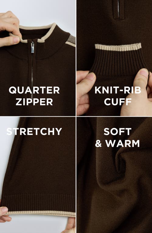 X-ray Xray Kids' Raw X Shoulder Detail Quarter Zip Sweater In Brown
