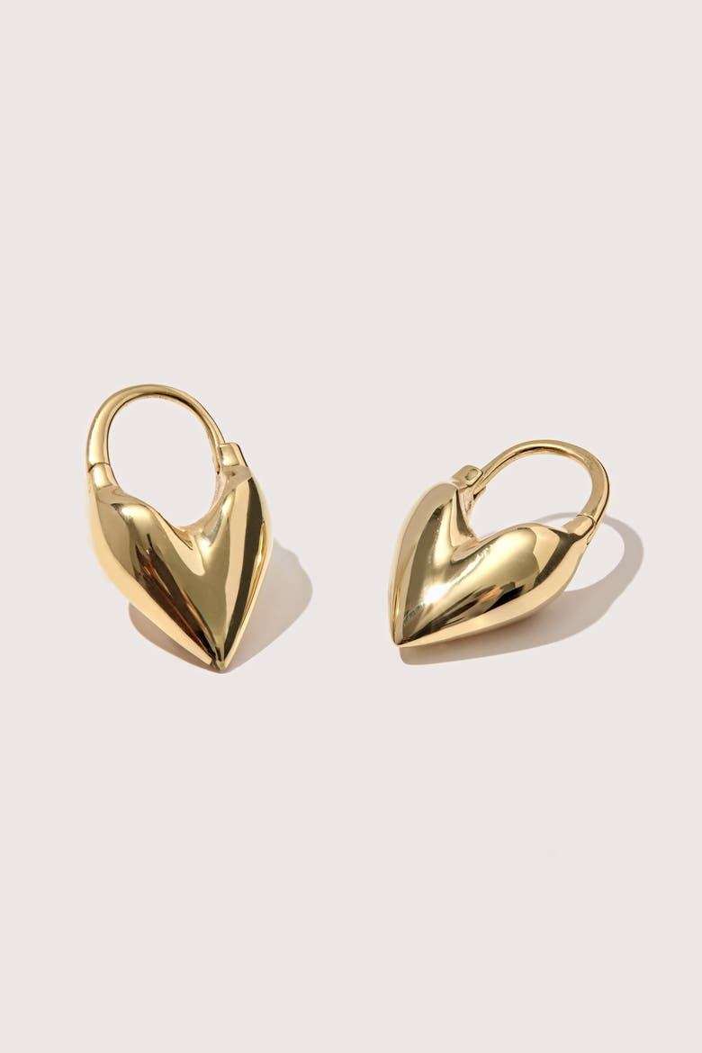 Roscida Heart Hoop Earrings, Main, color, Yellow Toned Gold