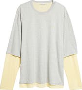 AMI PARIS Ami de Coeur Embroidered Layered Long Sleeve Cotton T-Shirt