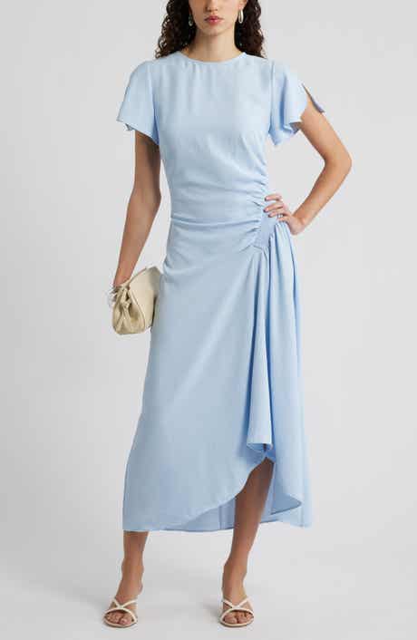 Split Sleeve Side Smocked Midi Dress