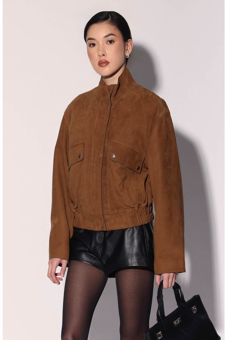 Maverick Jacket Nubuck Leather, Main, color, Brown