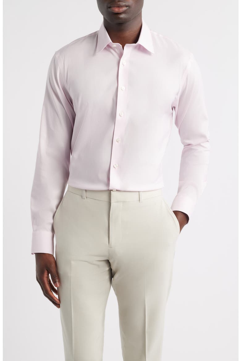 Trim Fit Premium Performance Dress Shirt, Main, color, PINK RIVERTON DOBBY