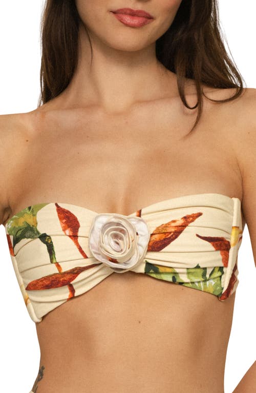 MONTCE MONTCE ROOTED FLORAL ROSA BANDEAU BIKINI TOP