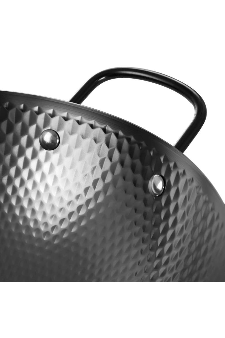 13.5in Nonstick Carbon Steel Wok with Wooden Handle, Alternate, color, Black