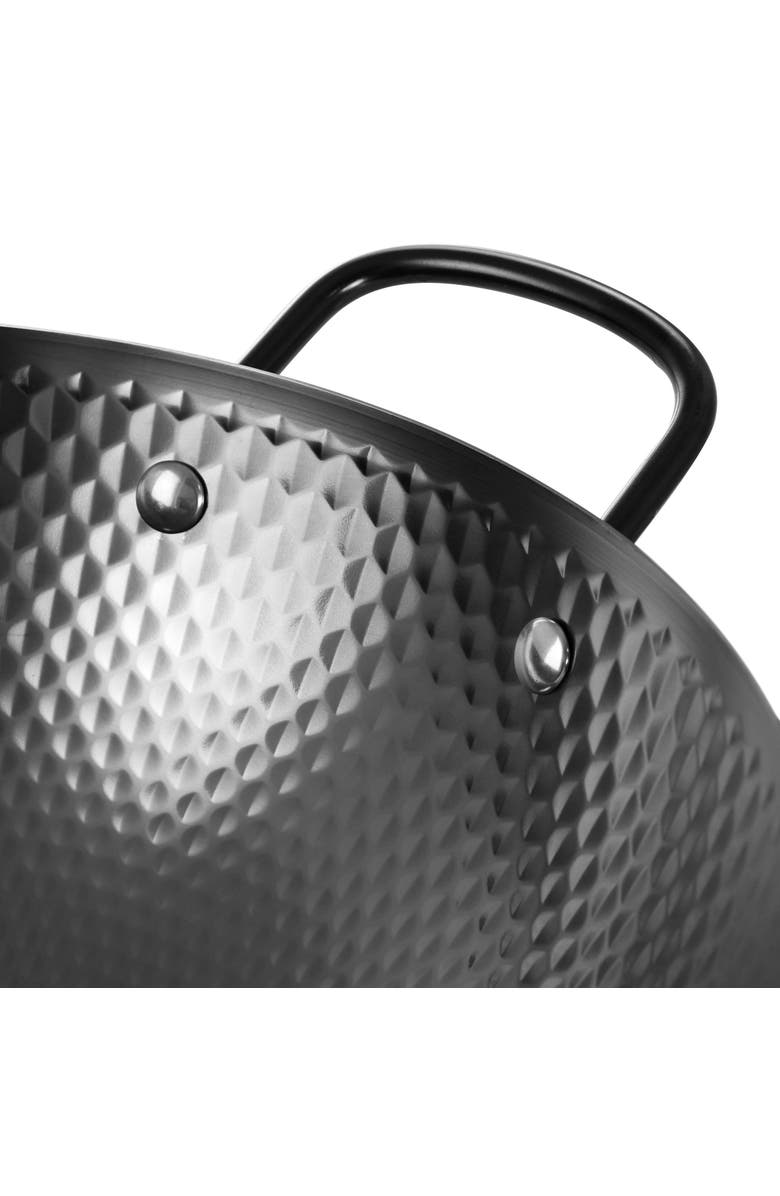 OSTER Bressler 13.5in Nonstick Carbon Steel Wok with Wooden Handle, Alternate, color, Black