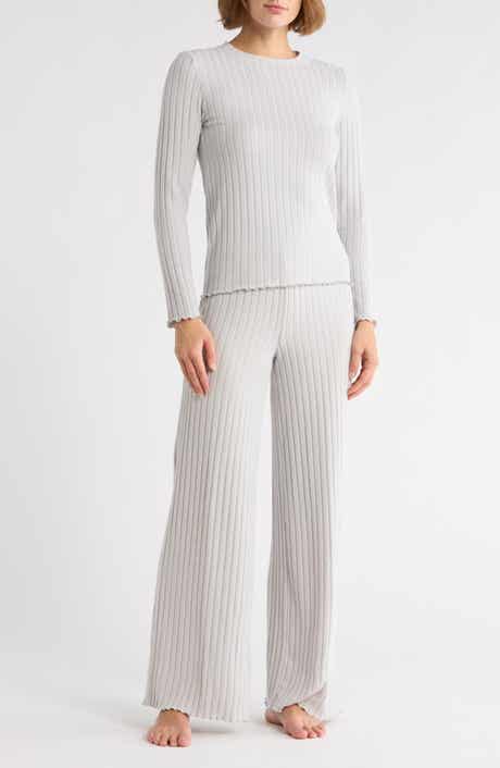 YOGALICIOUS Brushed Ribbed Long Sleeve Top & Pants Pajamas