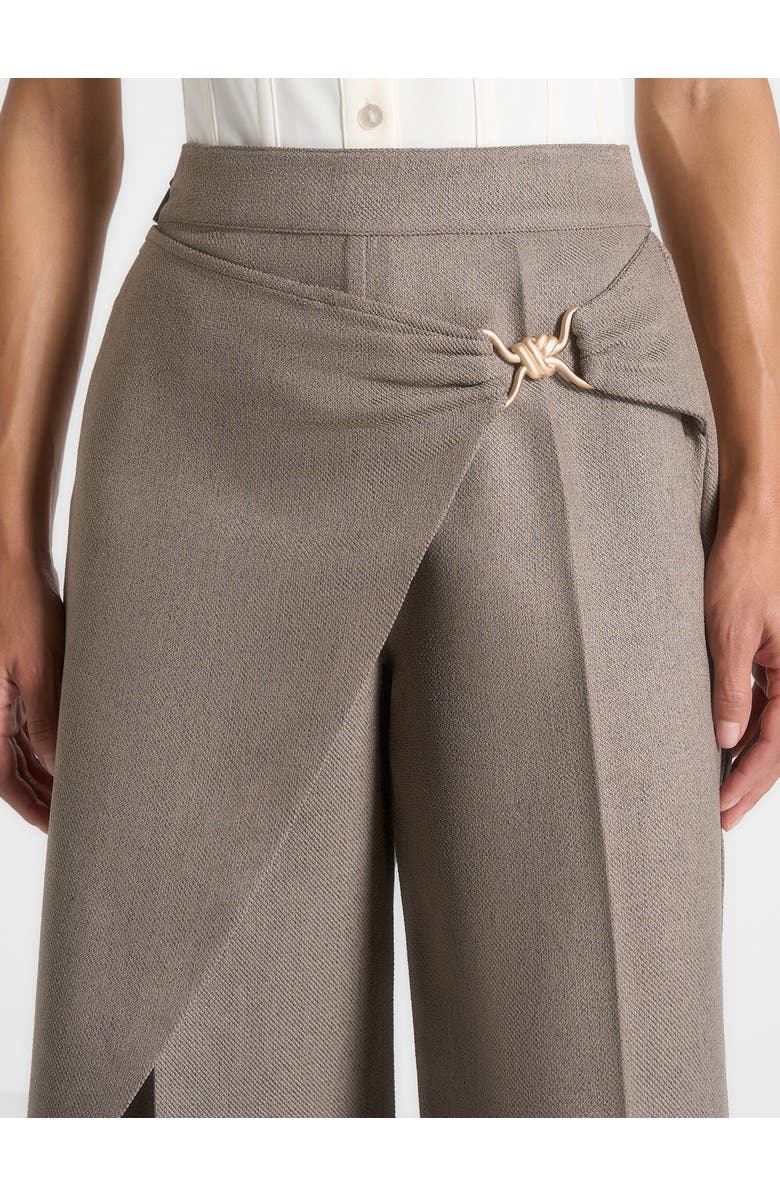 Manière De Voir Beryl Draped Wrap Trousers With Hardware, Alternate, color, Taupe