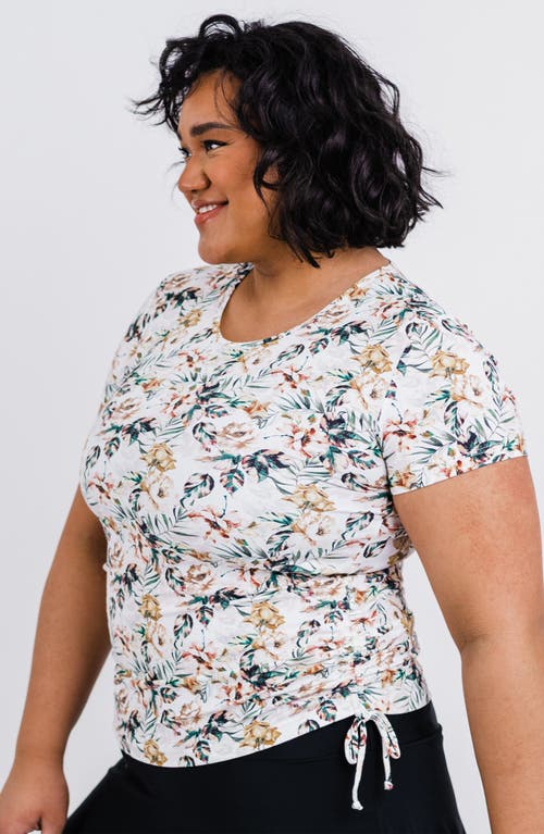 Calypsa Plus Size Short Sleeve Adele Swim Top In White