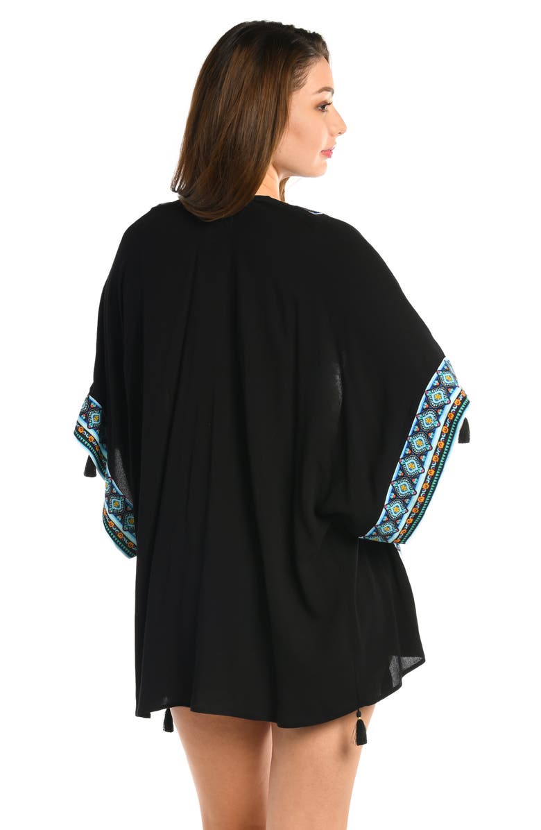 La Blanca Border Trim Cover-Up, Alternate, color, Black