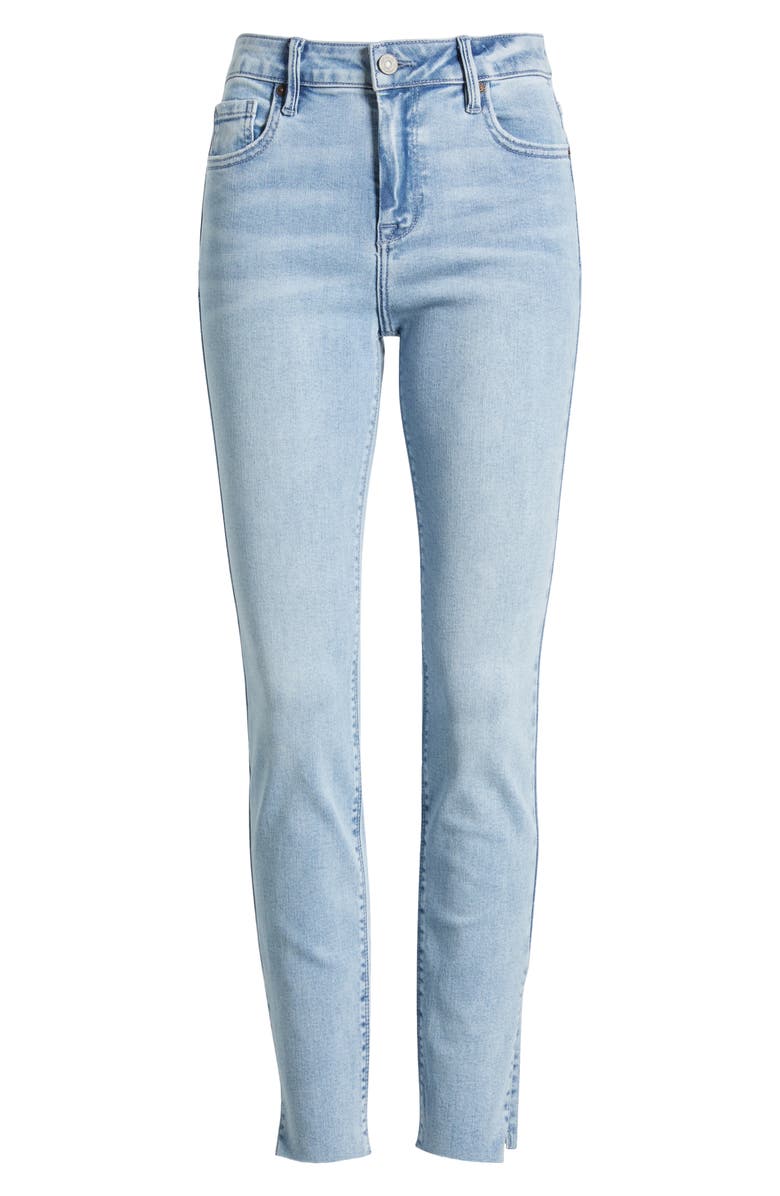 HIDDEN JEANS Split Raw Hem Skinny Jeans, Alternate, color, Med Wash