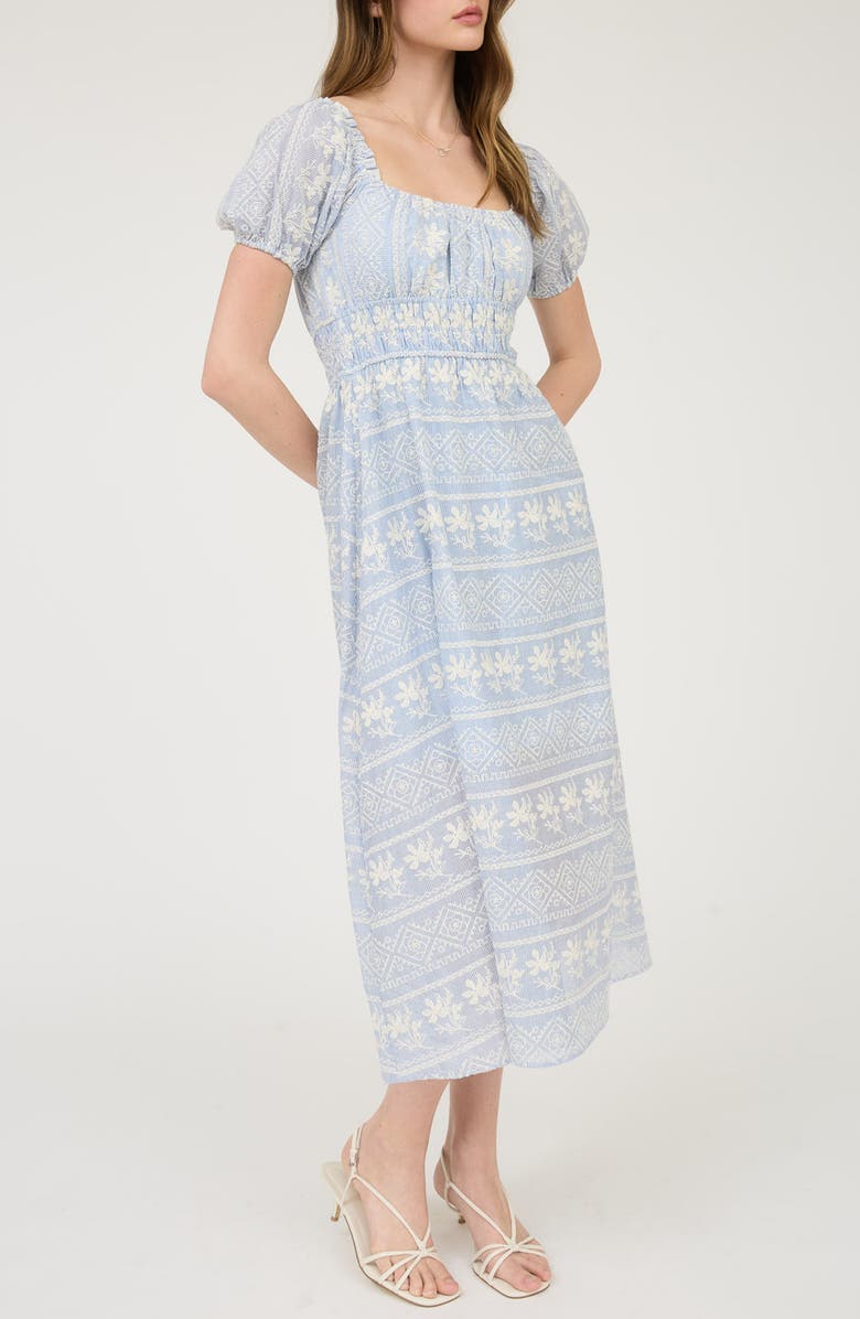 Blu Pepper Embroidered Lace Midi Dress, Alternate, color, Blue