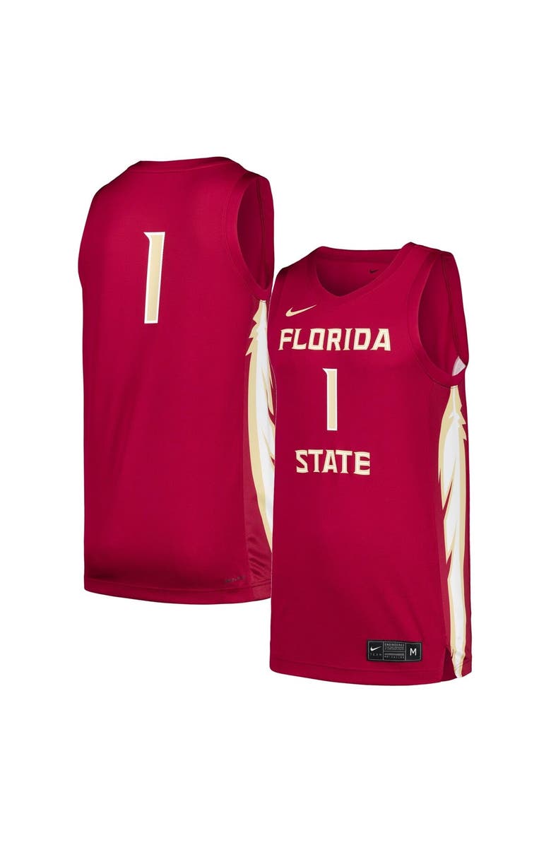 Nike Men's Nike #1 Garnet Florida State Seminoles Replica Jersey, Main, color, 