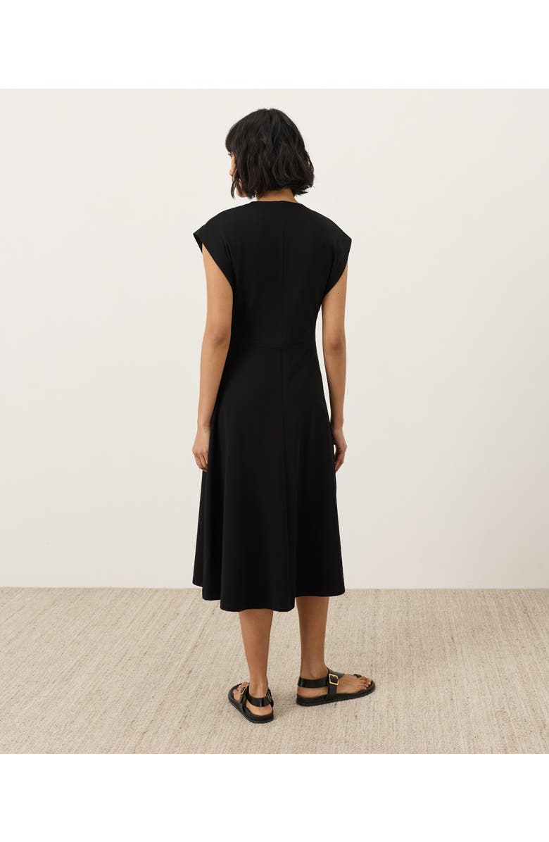 Pact Fit & Flare V-Neck Twist Dress Made with Organic Cotton, Alternate, color, Black
