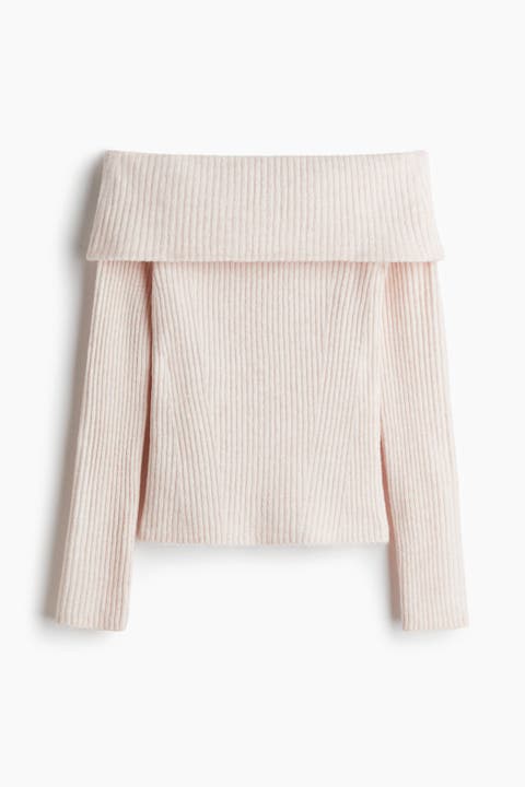 Rib-knit Off-the-shoulder Top