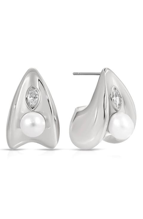 Hera Freshwater Pearl Huggie Earrings