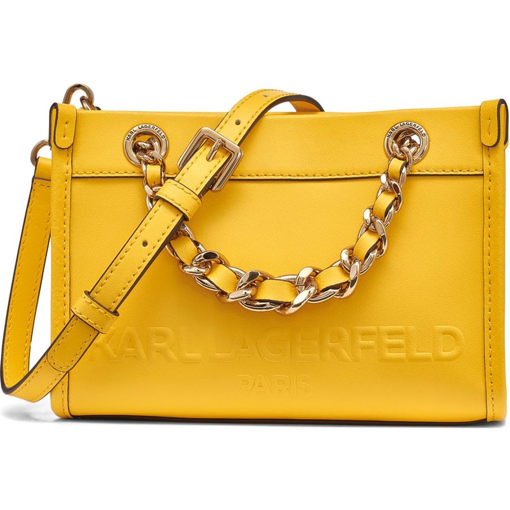 Karl Lagerfeld Savoie Leather Small Crossbody Bag In Sunflower