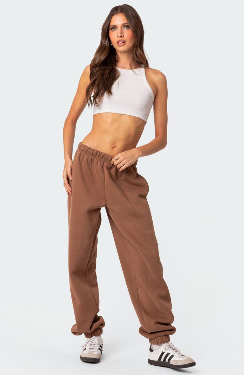 EDIKTED Clark Oversize Cotton Blend Sweatpants, Alternate, color, Brown