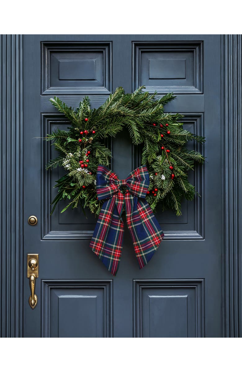 Petite Plume Windsor Tartan Cotton Wreath Bow, Alternate, color, Navy