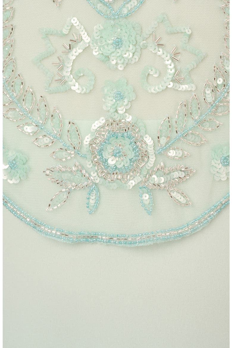 Beaded Flutter Sleeve Chiffon Gown, Alternate, color, MINT GLASS