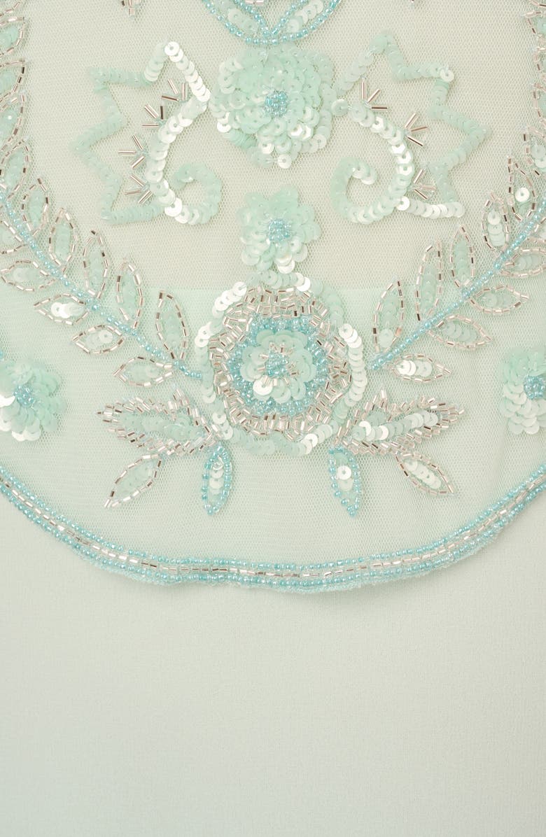 Adrianna Papell Beaded Flutter Sleeve Chiffon Gown, Alternate, color, 