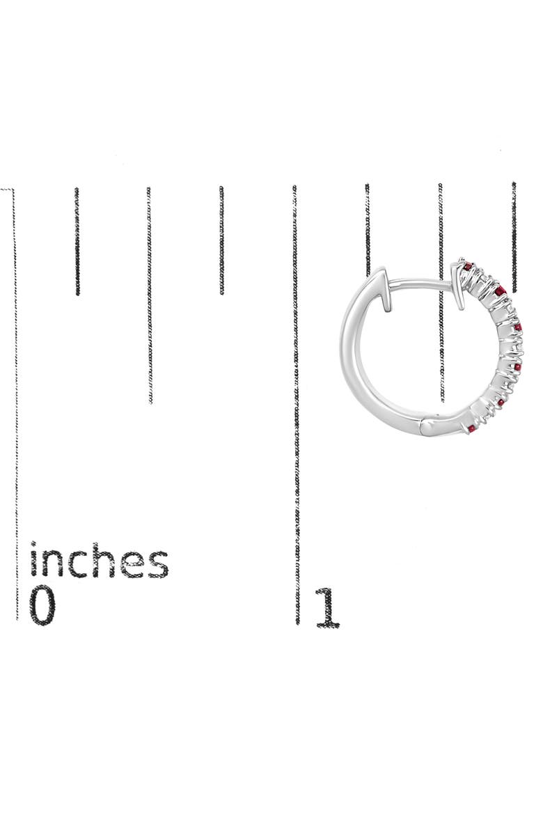 10K Gold Alternating Diamond and Red Ruby Huggy Hoop Earrings, Alternate, color, White