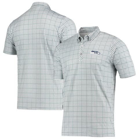 Men's Antigua Gray/Navy Seattle Seahawks Deliver Button-Down Polo