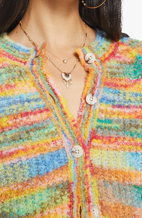 Shop Mother The Raglan Stripe Alpaca Blend Crop Cardigan In Fancy Fade