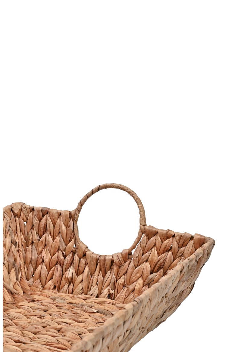 Rowan Bohemian Cottage Handwoven Hyacinth Rectangular Decorative Basket Trays with Handles,, Alternate, color, Natural