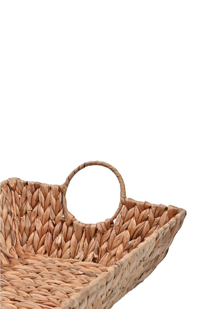 HAPPIMESS Rowan Bohemian Cottage Handwoven Hyacinth Rectangular Decorative Basket Trays with Handles,, Alternate, color, Natural
