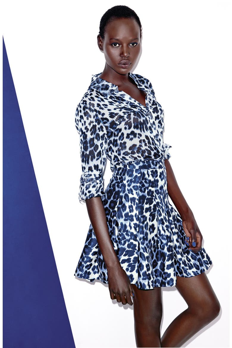 'Lorelei Two' Leopard Print Shirt, Alternate, color, SNOW CHEETAH LARGE BLUE