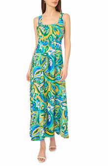 Halogen® Seamed Printed Maxi Dress