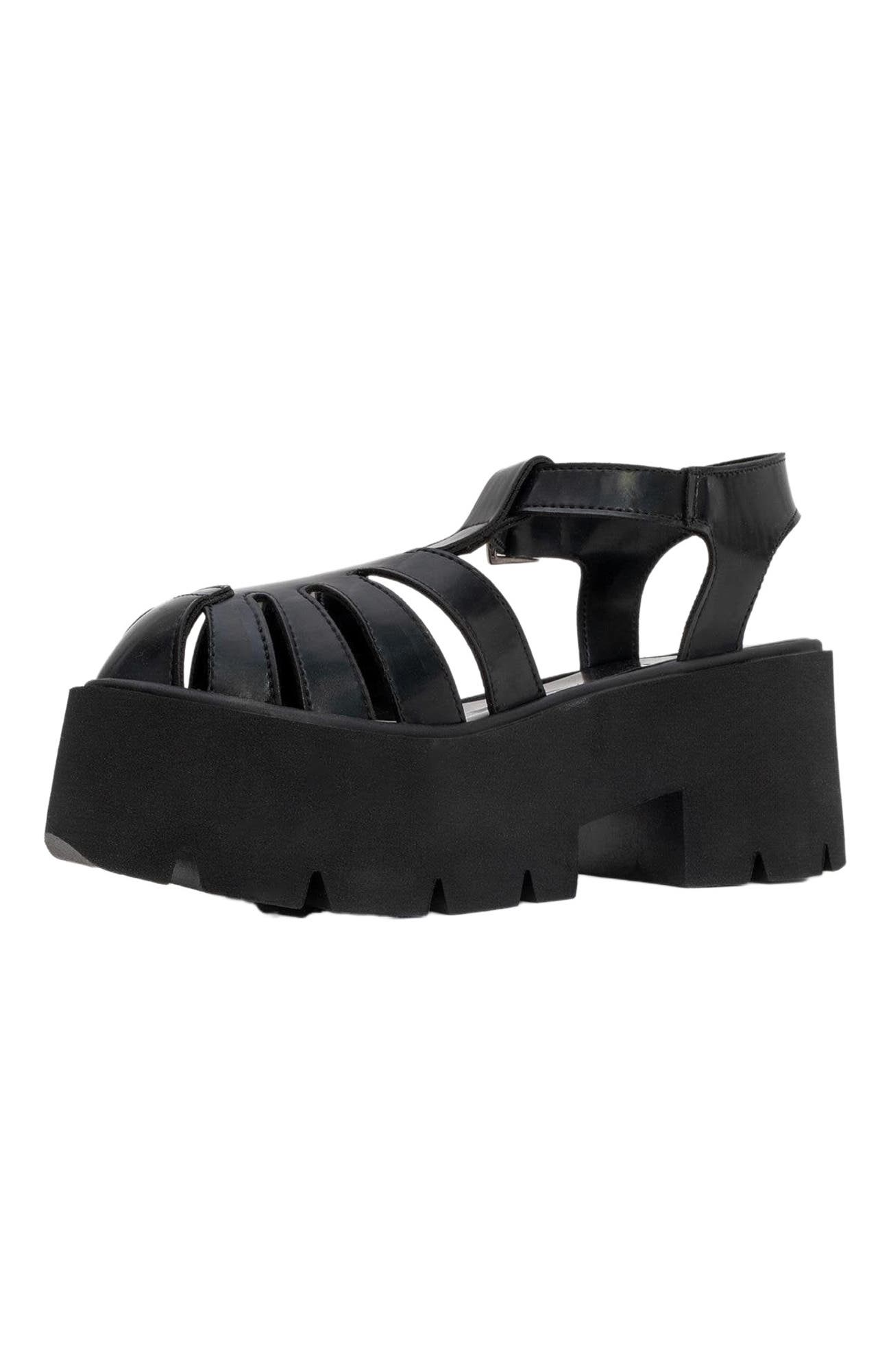 Prologue Shoes Verua Platform Sandal, Alternate, color, Black Faux Leather