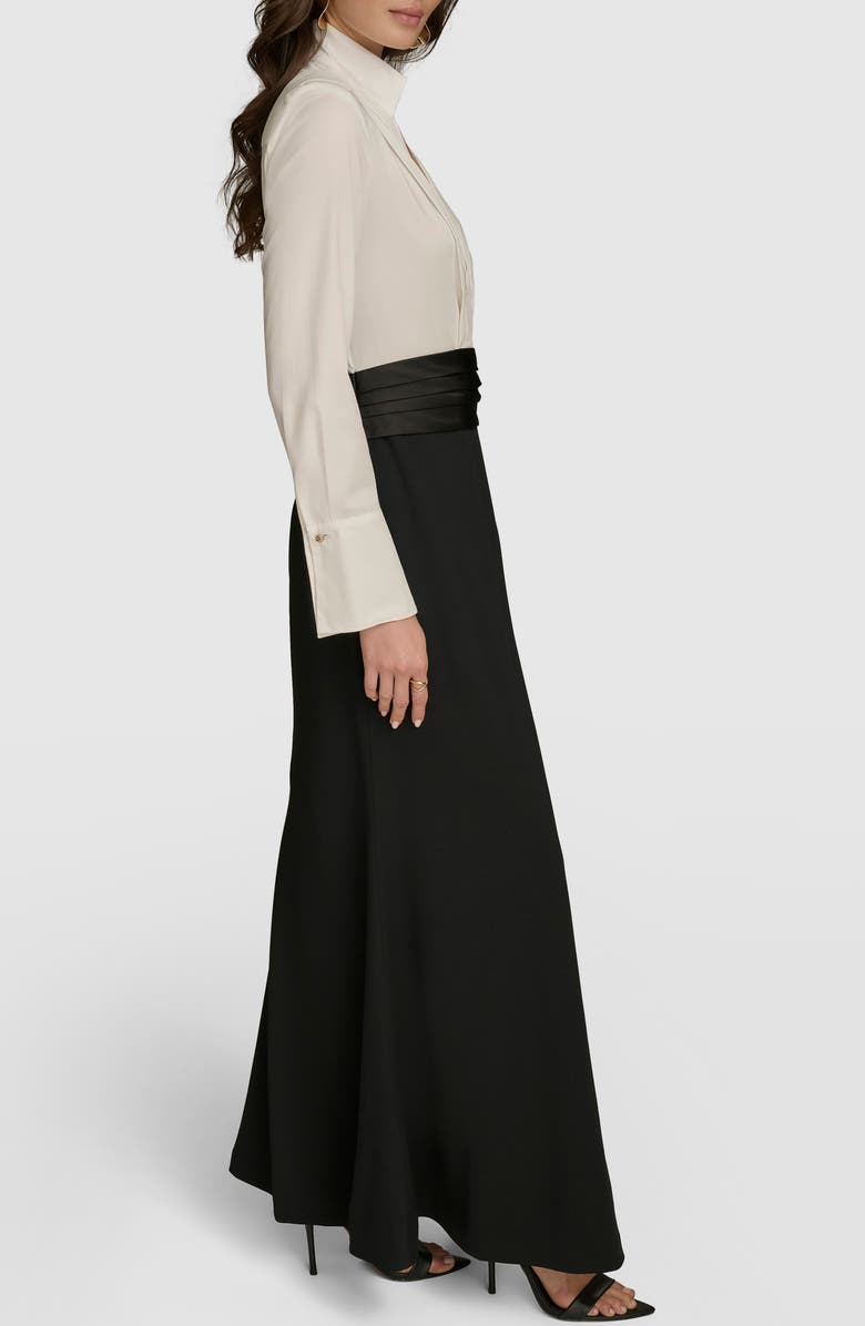 Donna Karan New York Contrast Long Sleeve Gown, Alternate, color, 