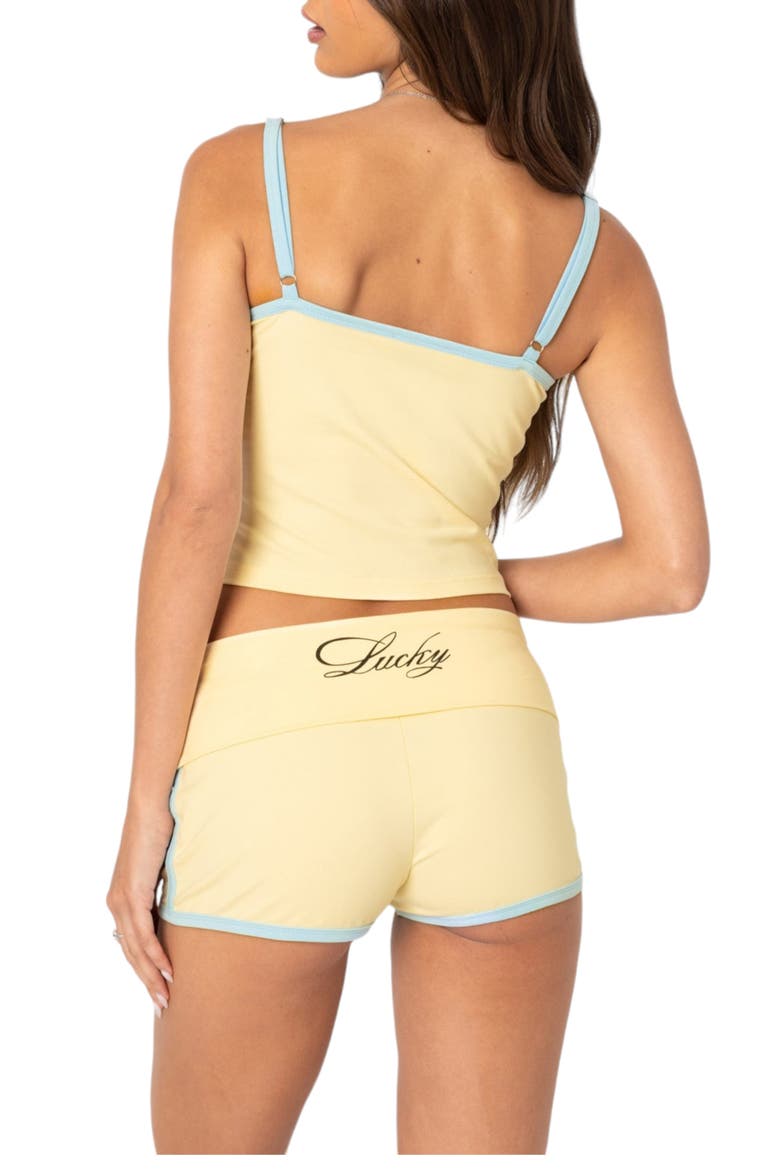 Lucky Contrast Stretch Cotton Blend Crop Camisole, Alternate, color, YELLOW