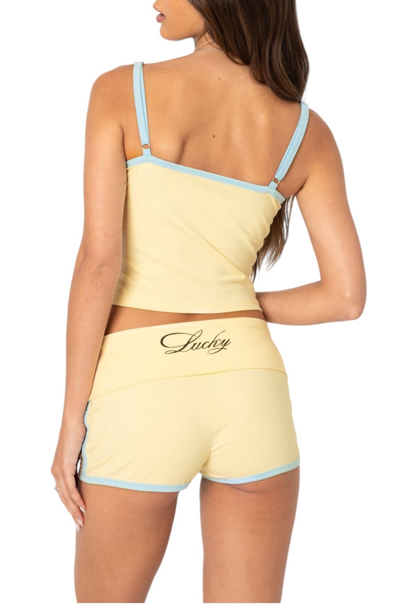 EDIKTED Lucky Contrast Stretch Cotton Blend Crop Camisole, Alternate, color, 